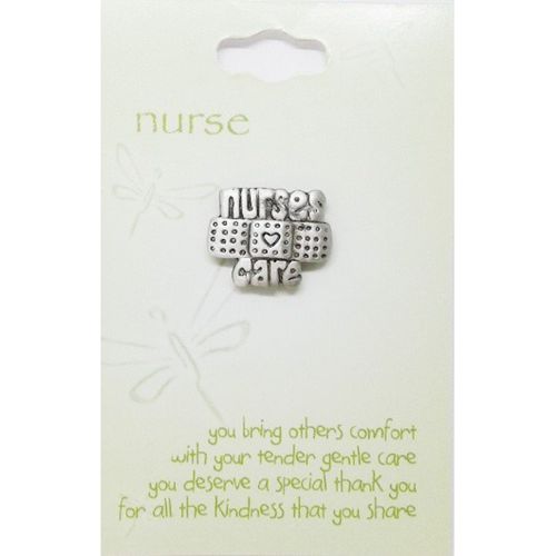 Small Pewter Tac Pin - Nurses Care - with Band Aid and Poem